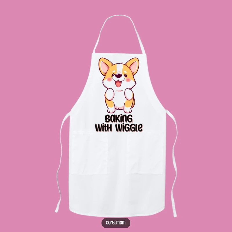Funny Kawaii Corgi Wiggle Tail Apron for Cheerful Cooking
