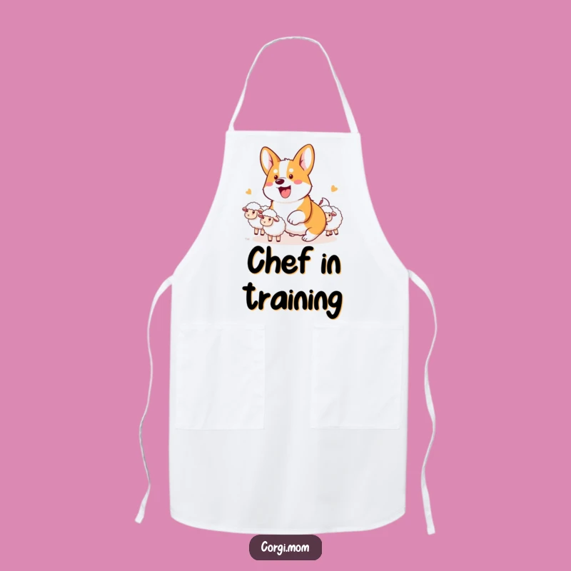 Funny Kawaii Corgi Herding Apron: Enthusiastic Corgi Chef Gift