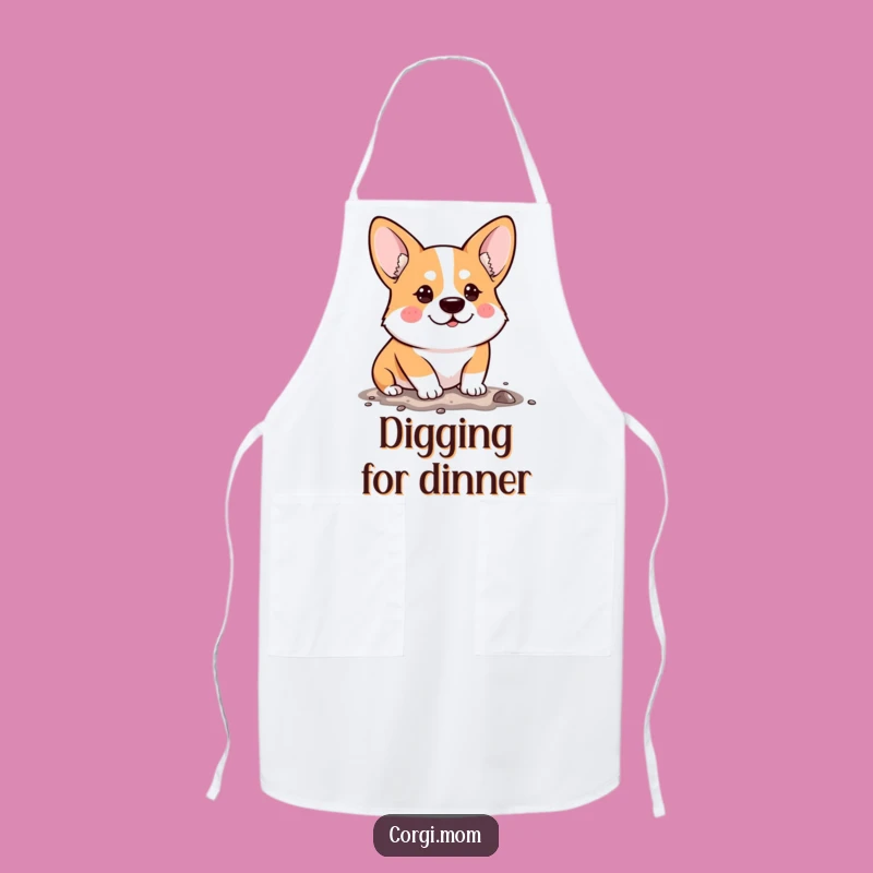 Funny Determined Corgi Apron: Cook with Hilarious Grit!