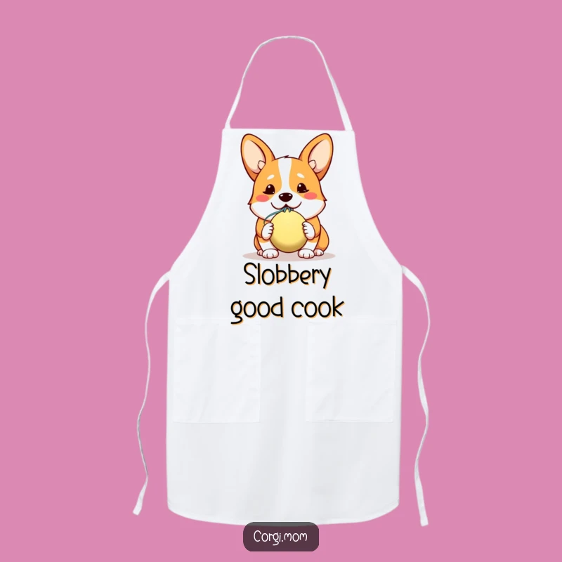 Funny Corgi Apron: Hopeful Slobbery Ball Offer, Kitchen Dog Gift