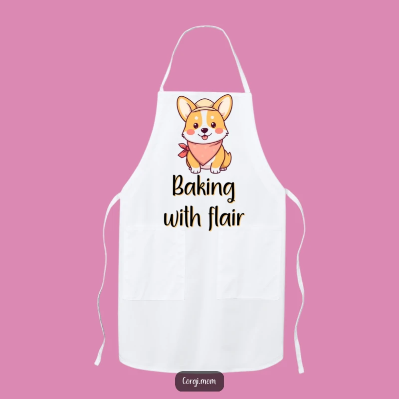 Funny Kawaii Corgi Apron: Cute Corgi Chef in Bandana and Hat