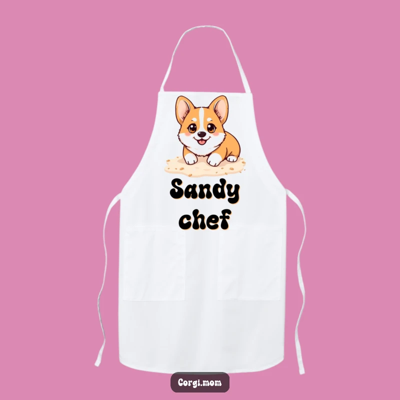 Funny Kawaii Corgi Beach Apron - Happy Digging Kitchen Gift