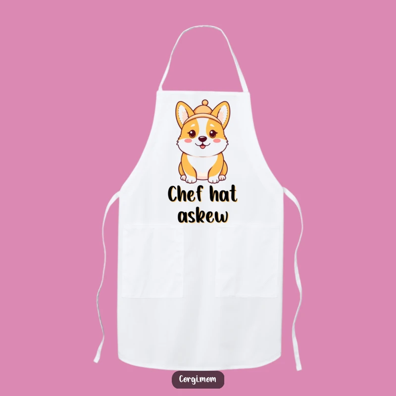 Funny Kawaii Corgi Hat Apron - Comical Expression Kitchen Gift