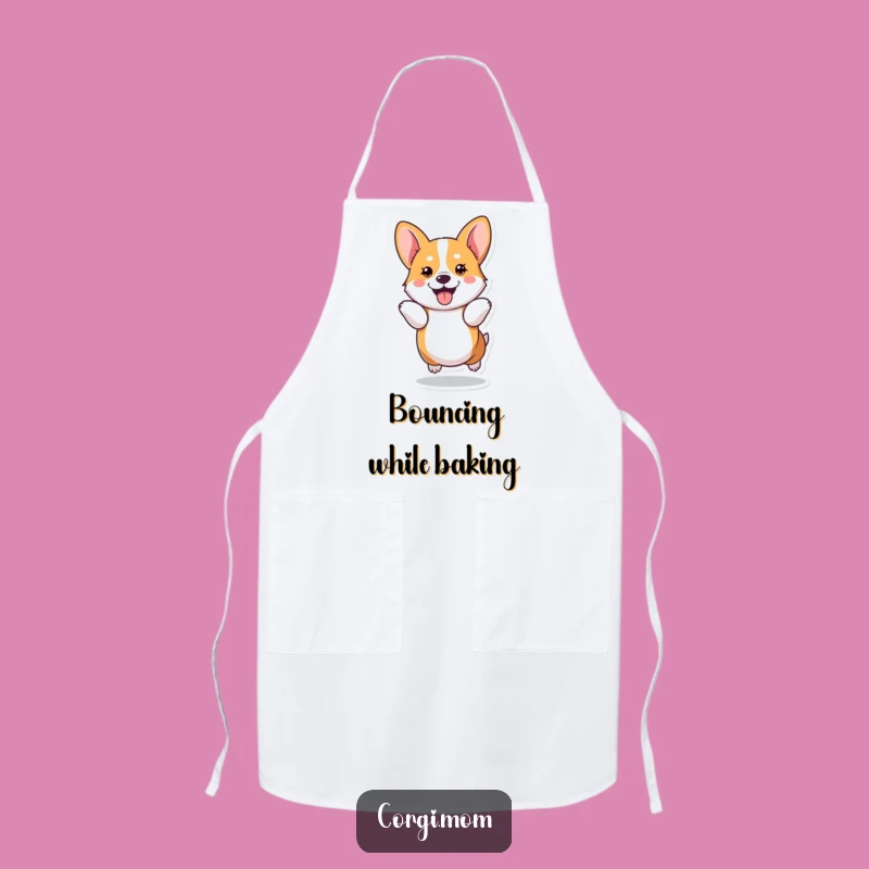 Funny Kawaii Corgi Hop Apron for Cheerful Cooking