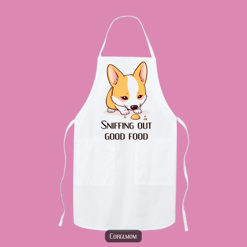 Funny Kawaii Corgi Sniffing Apron: Cook with Curiosity and Cute Dog Style