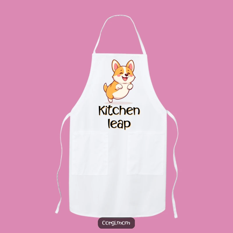 Funny Kawaii Corgi Apron - Playful Chef Leap Design - Unique Gift