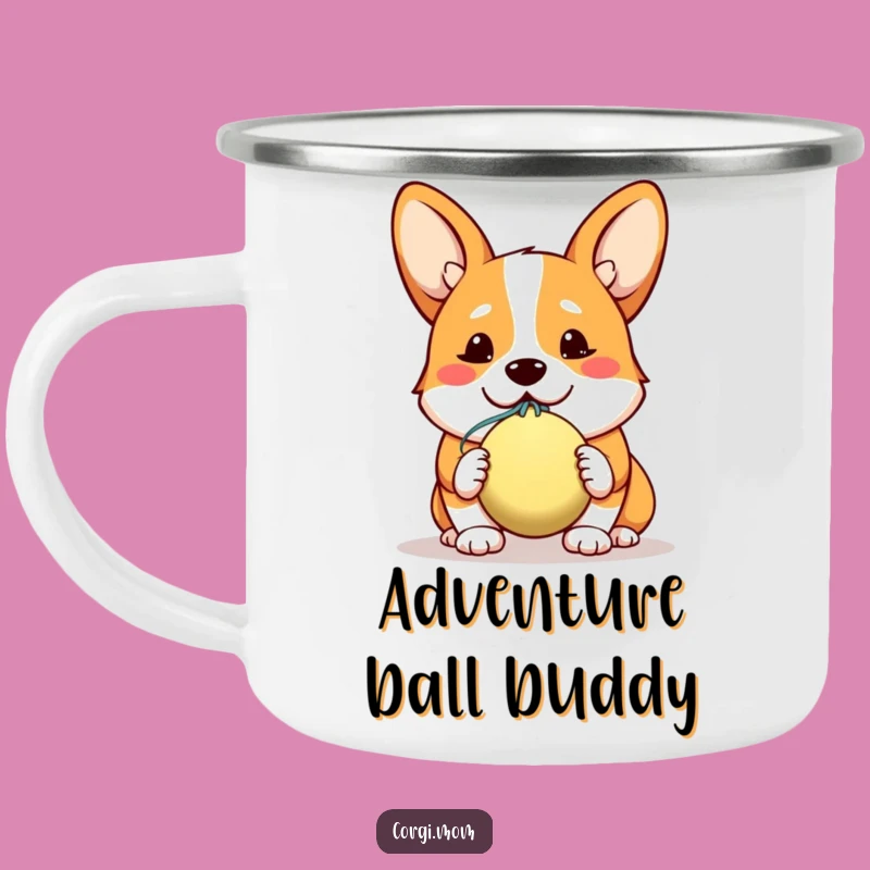 Funny Corgi Camping Mug: Hopeful Slobbery Ball Offer, Outdoor Dog Gift