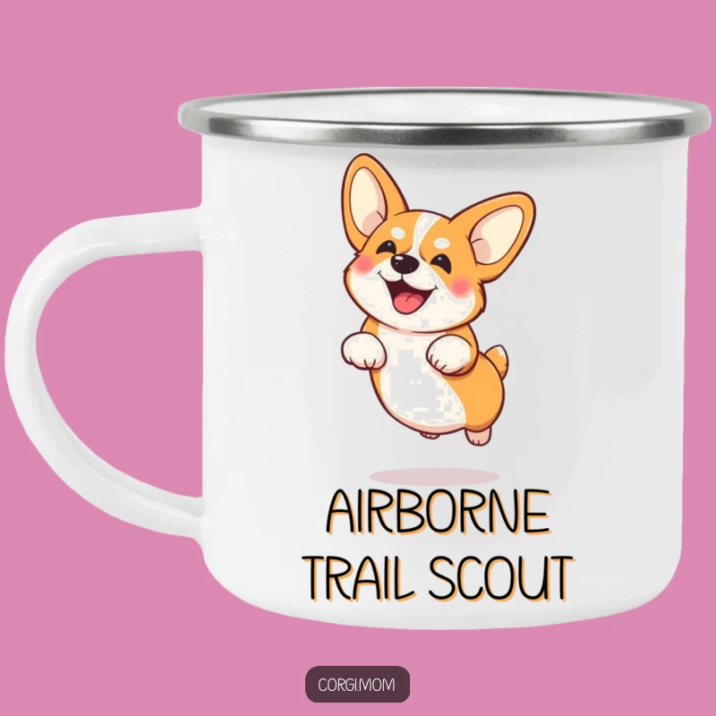 Funny Corgi Big Ears Jump Camping Mug - Adorable Outdoor Dog Cup