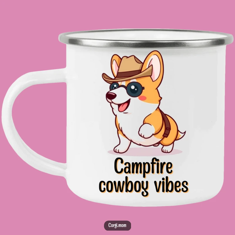 Funny Kawaii Corgi Camp Mug - Cowboy Dog Outdoor Gift