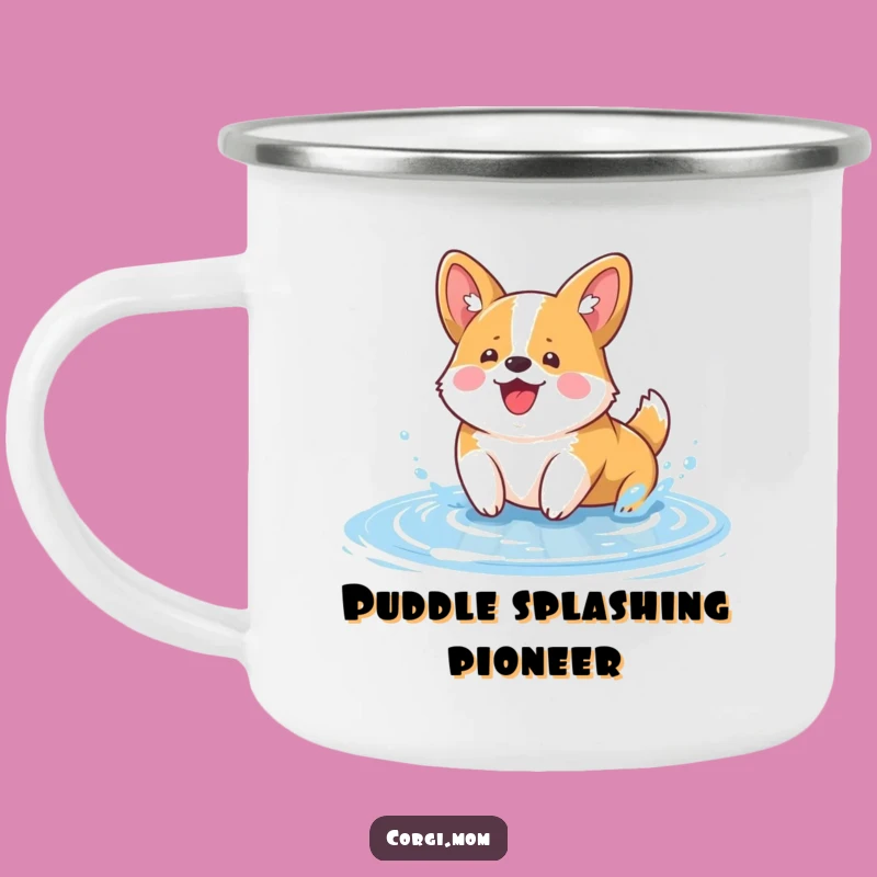 Funny Kawaii Corgi Camping Mug: Durable Puddle Splash Cup for Outdoors