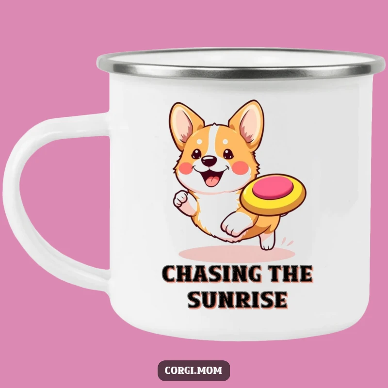 Funny Kawaii Corgi Camping Mug: Frisbee Adventure Gift