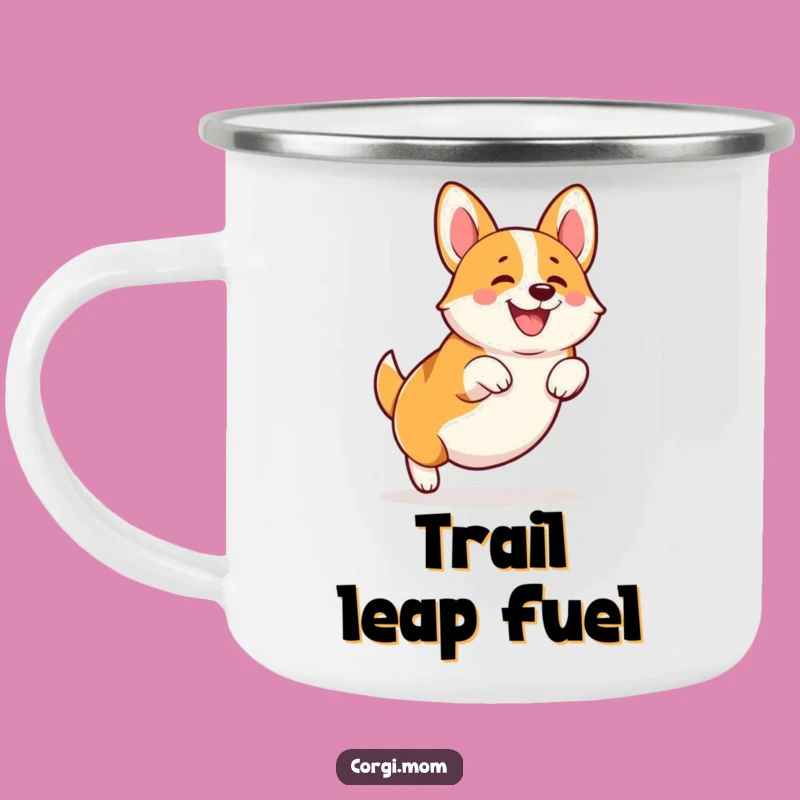 Funny Kawaii Corgi Camping Mug - Happy Leap Outdoor Mug - Fun Gift