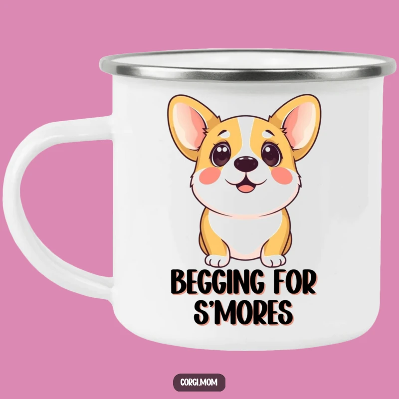 Funny Kawaii Corgi Eager Eyes Camping Mug: Outdoor Pup Cup Gift