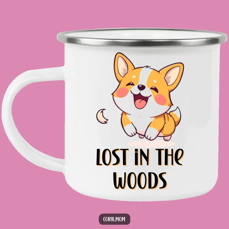 Funny Corgi Tail Chase Camping Mug - Hilarious Outdoor Dog Cup
