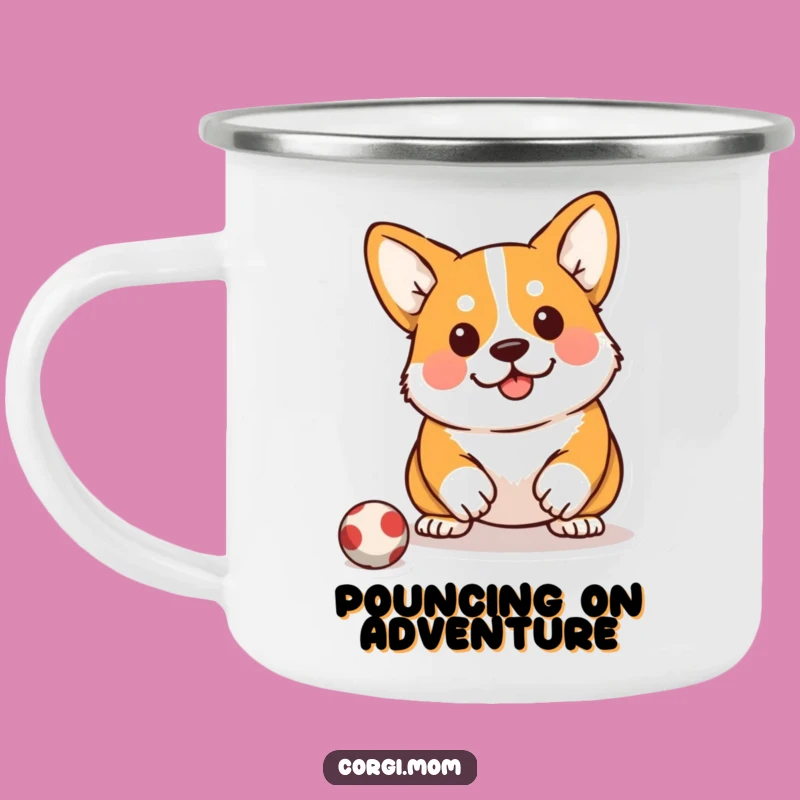 Funny Kawaii Corgi Camping Mug: Pounce Ready Adventure