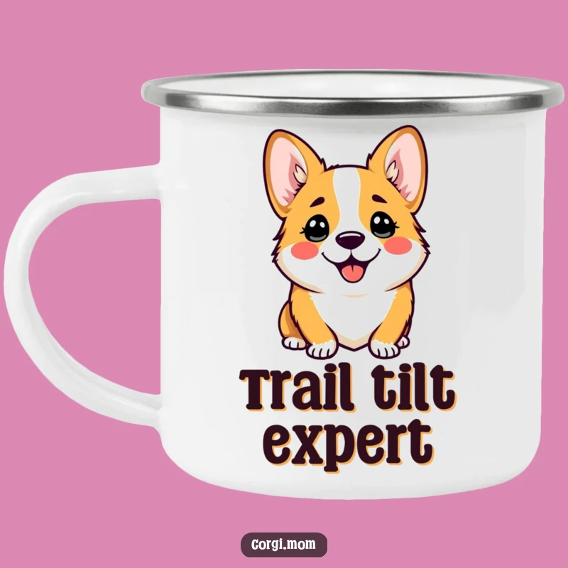Funny Corgi Camping Mug: Comical Head Tilt, Outdoor Dog Expression Gift