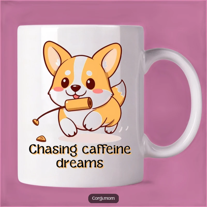 Funny Kawaii Corgi Treat Chase Mug, Determined Dog