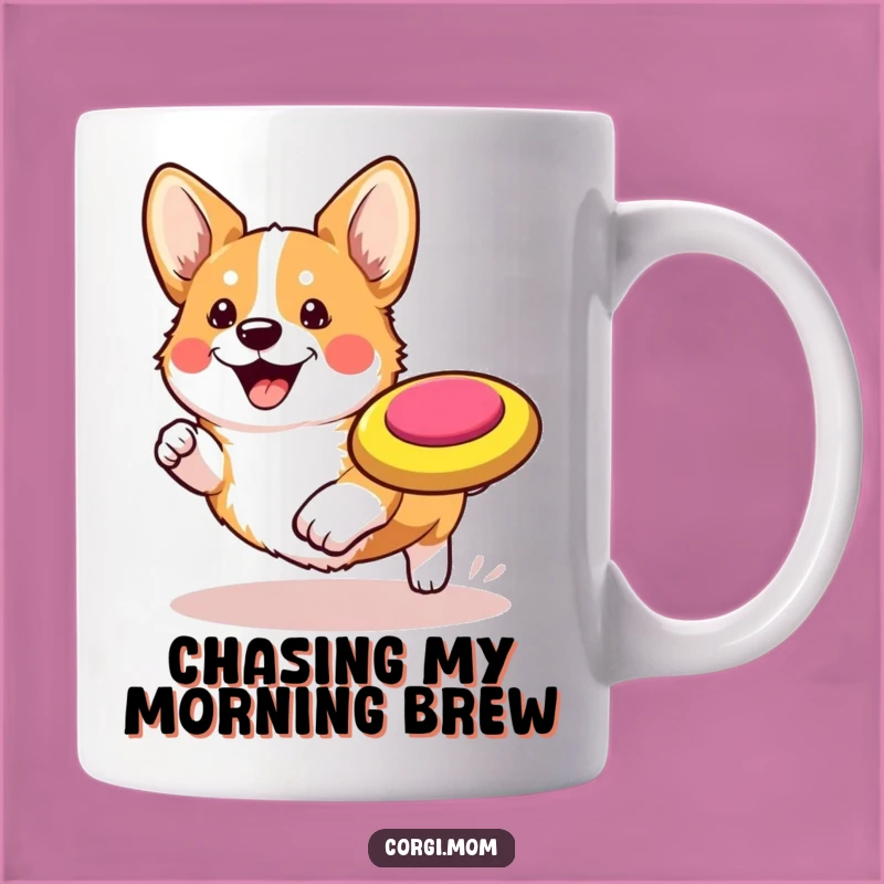 Funny Kawaii Corgi Mug: Frisbee Chasing Pup Gift