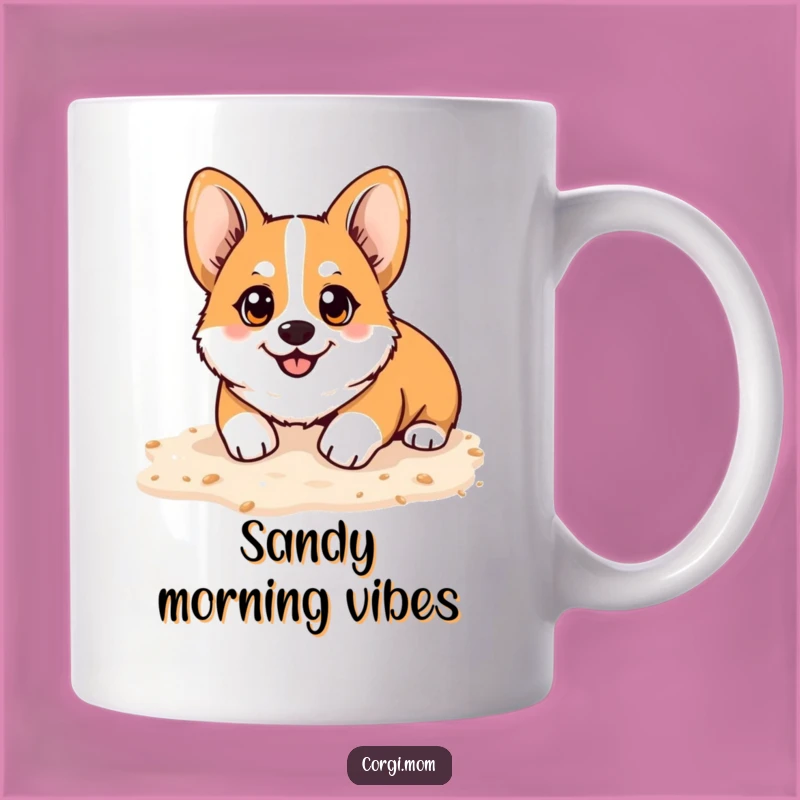 Funny Kawaii Corgi Beach Mug - Happy Digging Fun Gift