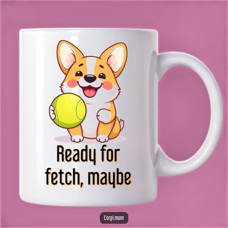 Funny Kawaii Corgi Grin Mug - Tennis Ball Pup Gift