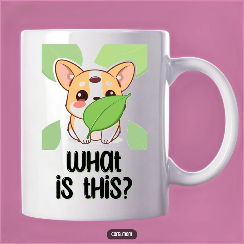 Funny Kawaii Corgi Leaf Curiosity Mug: A Humorous Gift for Nature Lovers