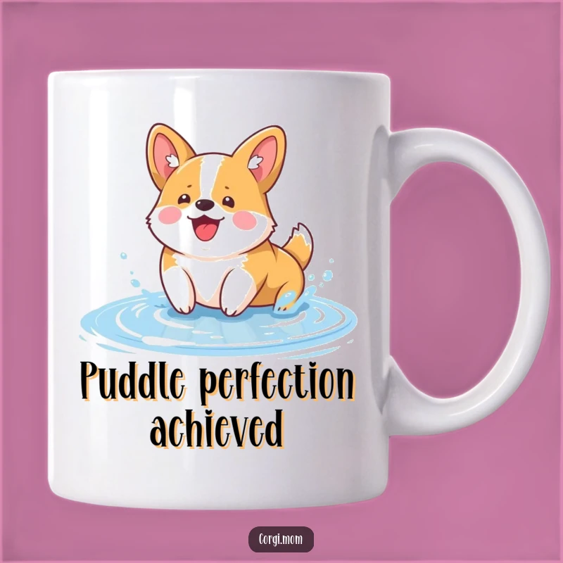 Funny Kawaii Corgi Puddle Splash Mug: Adorable Dog Gift for Pet Lovers