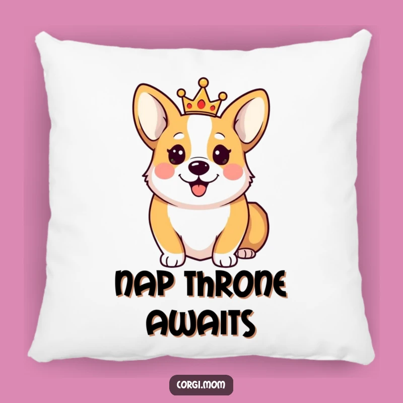 Funny Happy Corgi Crown Pillow: Royal Cuddle Companion Gift