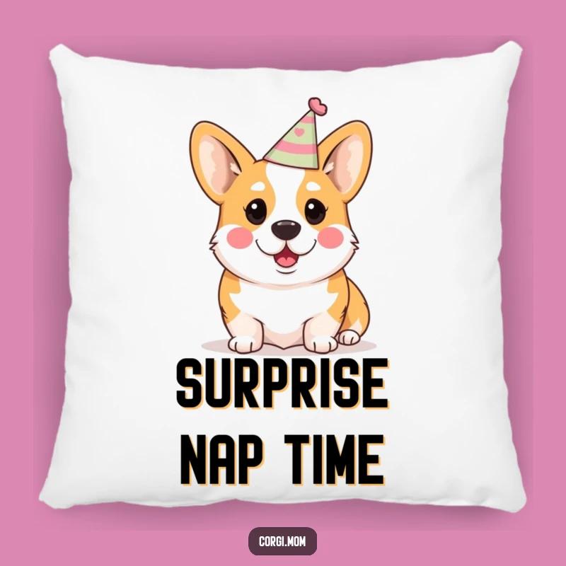 Funny Kawaii Corgi Pillow: Surprised Celebration Comfort