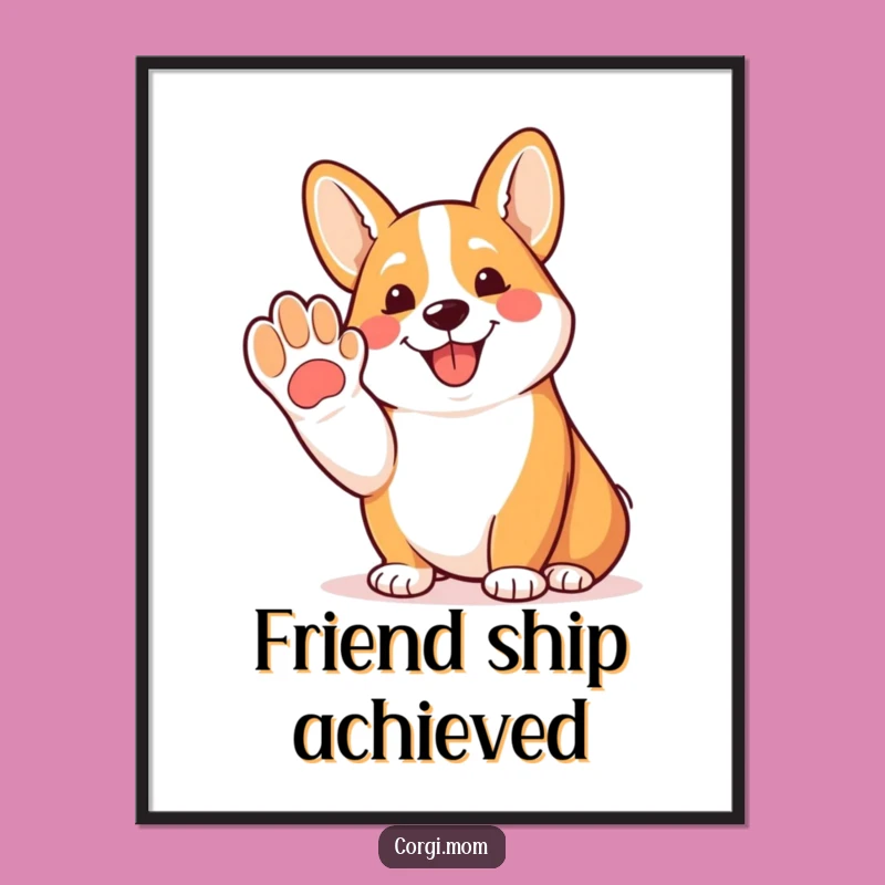 Funny Corgi Paw Digital Art: Happy Dog Print for Instant Joy