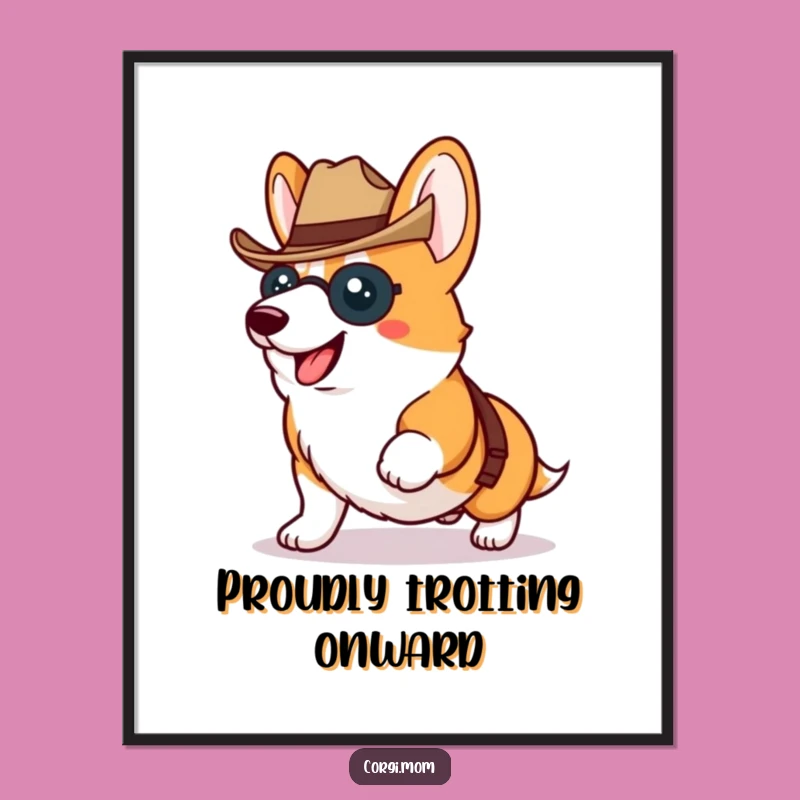 Funny Kawaii Corgi Digital Art - Cowboy Dog Print for Gift