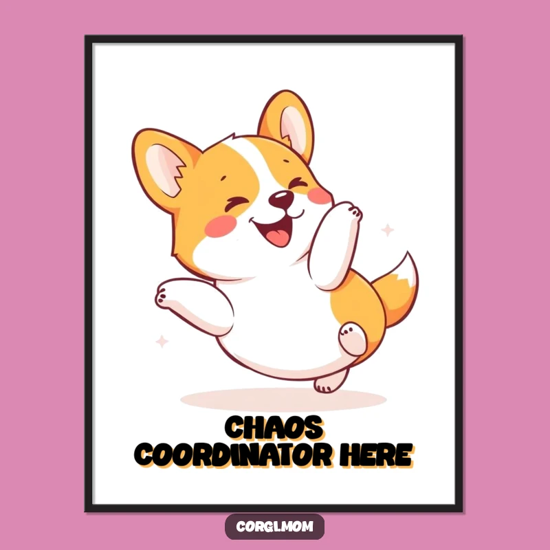 Funny Kawaii Corgi Tumble Digital Print - Joyful Pup Art Gift