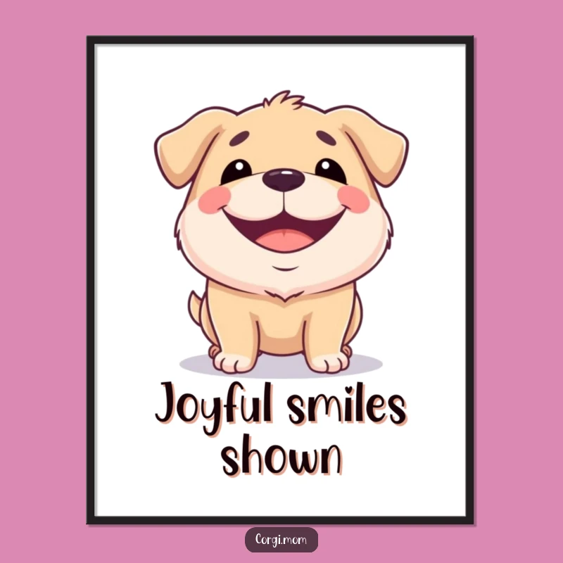 Funny Squat Dog Grin Digital Art: Instant Happy Decor!