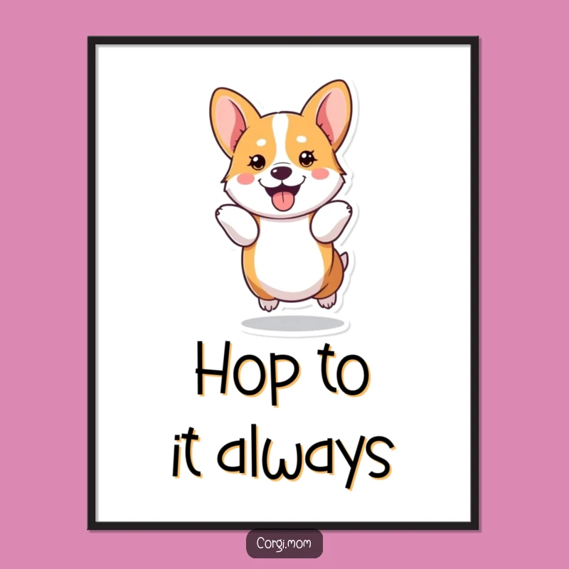 Download Funny Kawaii Corgi Hop Art Print
