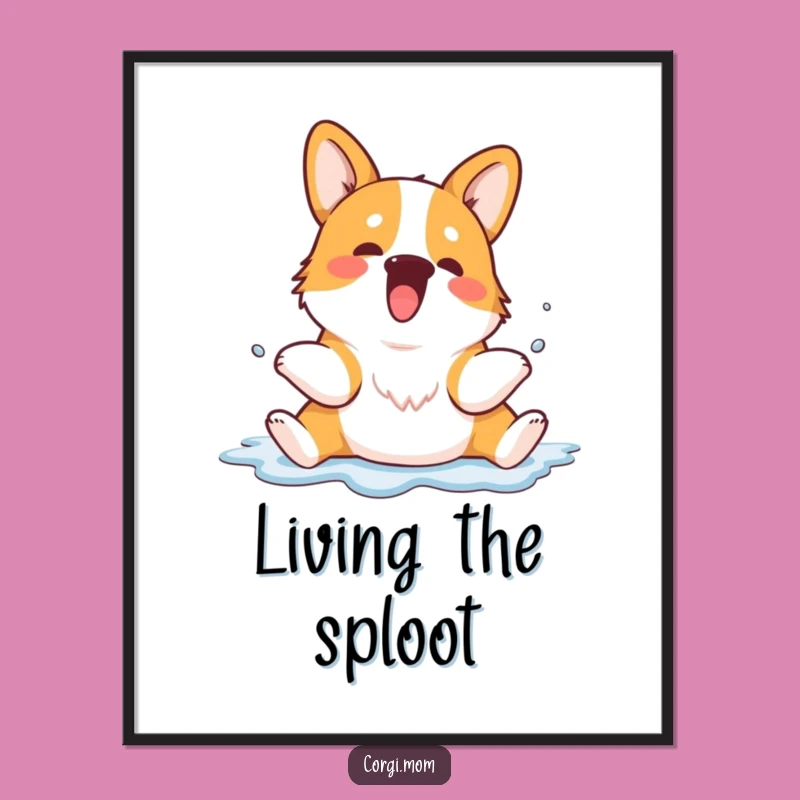 Funny Kawaii Corgi Sploot Digital Art - Instant Download for Dog Lovers