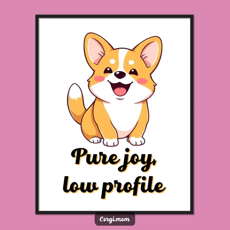 Funny Corgi Digital Art: Gleeful Dog Print for Instant Joy