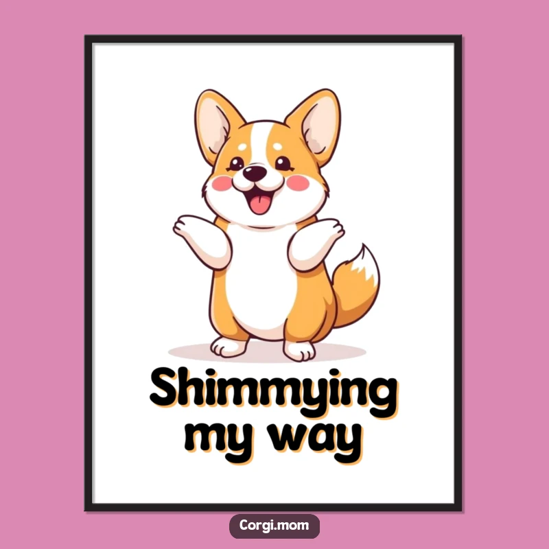 Funny Kawaii Corgi Shimmy Digital Art: Instant Cute Dog Download