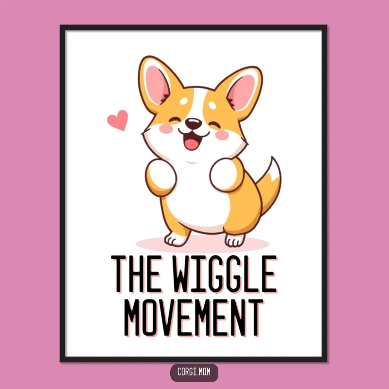 Funny Kawaii Corgi Dance Digital Art: Silly Printable Gift