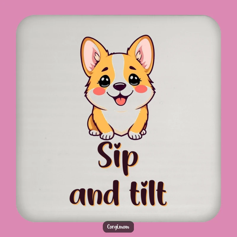 Funny Corgi Coasters (Set of 4): Comical Head Tilt, Dog Expression Bar Gift