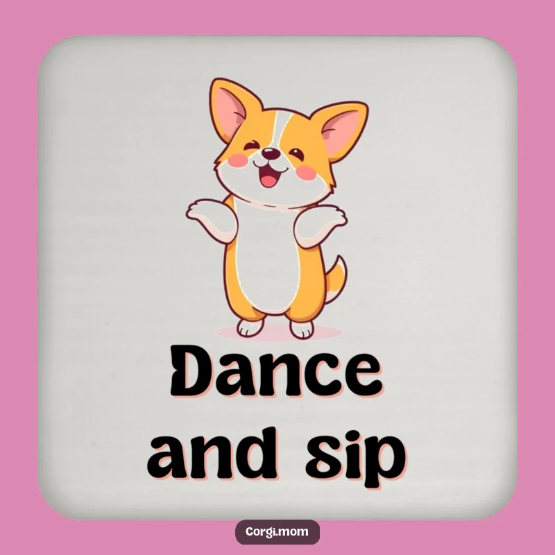 Funny Corgi Coasters (Set of 4): Silly Dance Moves, Dog Dance Bar Gift