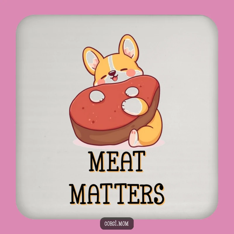 Funny Kawaii Corgi Steak Hug Coaster Set: Protect Surfaces with Humor