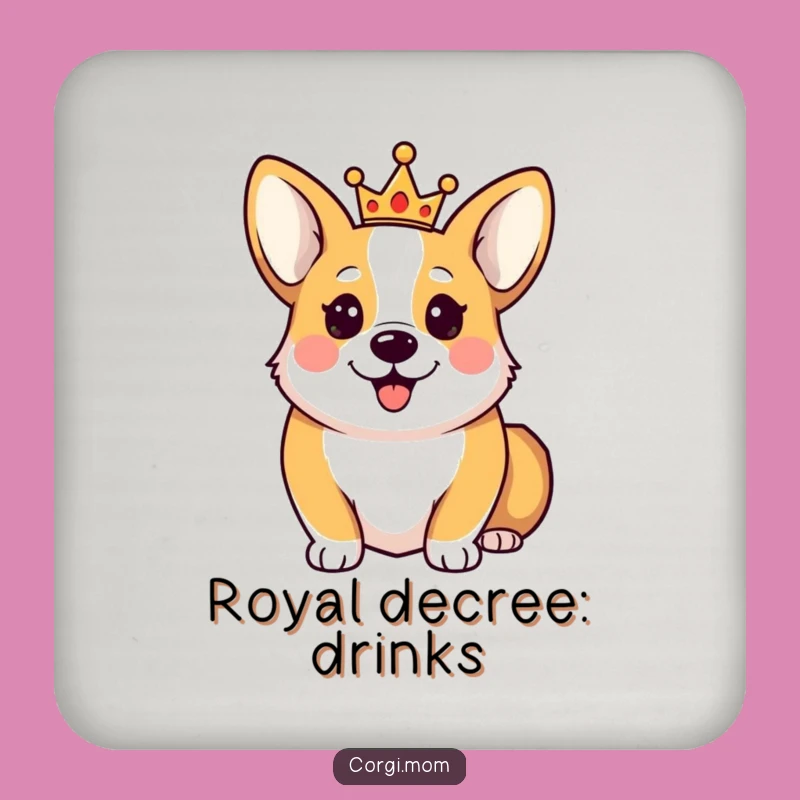 Funny Happy Corgi Crown Coaster: Royal Drink Protection Gift