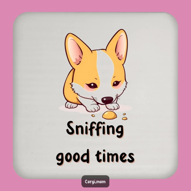 Funny Kawaii Corgi Sniffing Coaster: Protect Surfaces with Cute Dog Mystery