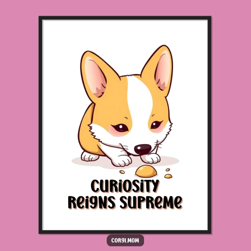 Funny Kawaii Corgi Sniffing Poster: Intriguing Dog Art for Your Walls