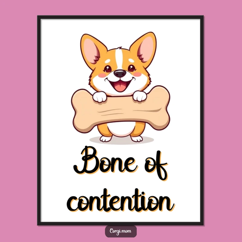 Funny Corgi Bone Peek Poster: Playful Art for Wall Humor