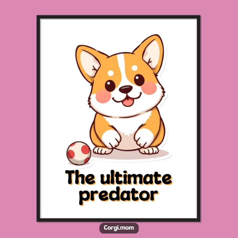 Funny Kawaii Corgi Poster: Pounce Ready Wall Art