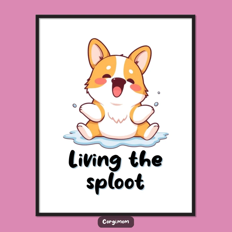 Funny Kawaii Corgi Sploot Poster - Adorable Wall Art for Dog Lovers