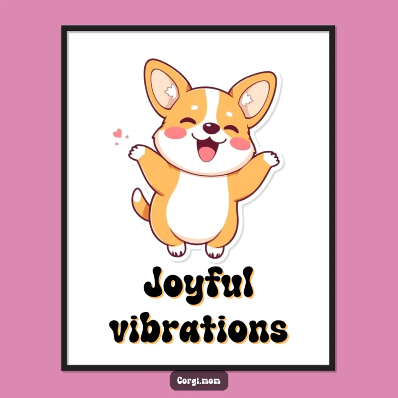 Funny Kawaii Corgi Wiggle Dance Poster - Joyful Dog Wall Art Gift