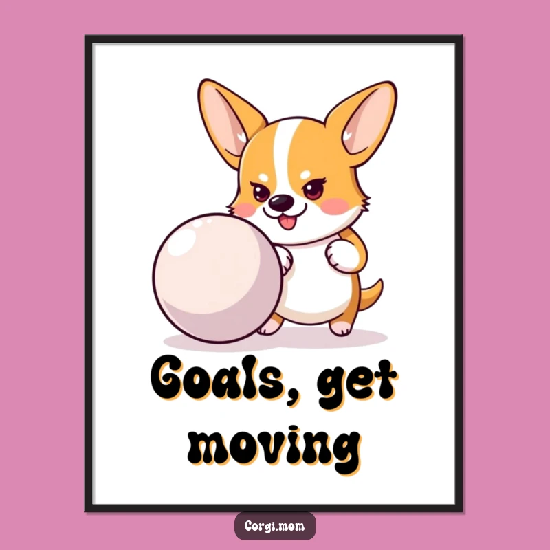 Funny Corgi Ball Push Poster: Motivate Your Walls, Great Gift!