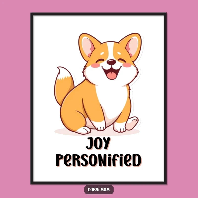 Funny Kawaii Corgi Wiggle Poster: Pure Joyful Art