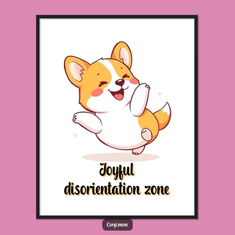 Funny Kawaii Corgi Tumble Poster - Joyful Pup Art Gift